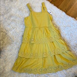 Old Navy Yellow Eyelet Tiered Dress